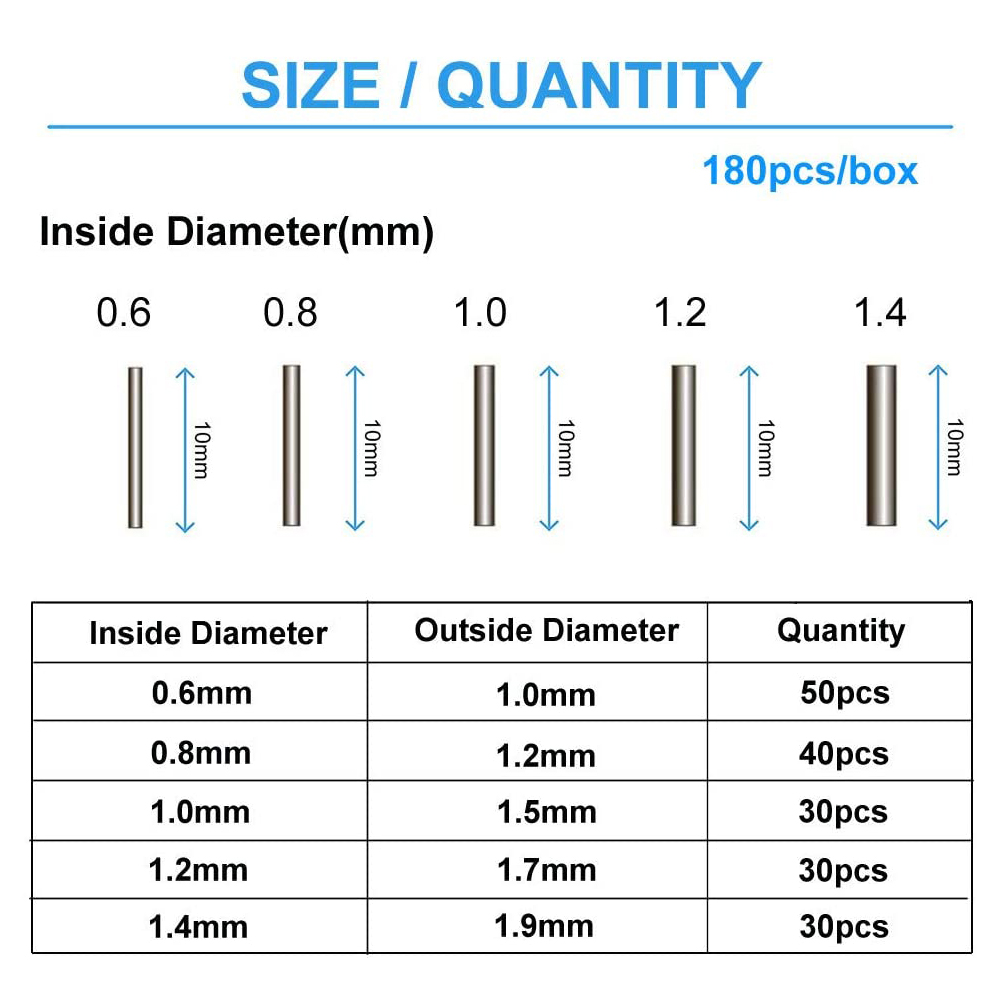 180Pcs/Box 0.6mm-1.4mm Copper  - Fishing Line Box avis et prix